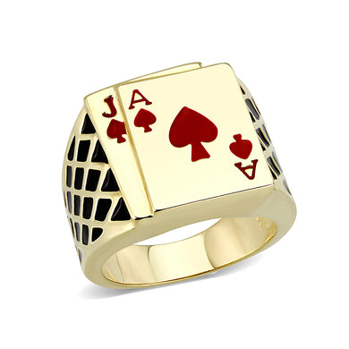 LO5M017- Brass Ring with Epoxy  in Red Gold Plated