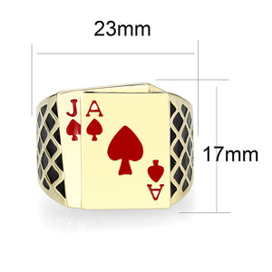 LO5M017- Brass Ring with Epoxy  in Red Gold Plated