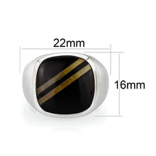 Load image into Gallery viewer, LO5M019- Brass Ring with Epoxy  in Jet Rhodium Plated