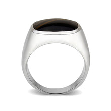 Load image into Gallery viewer, LO5M019- Brass Ring with Epoxy  in Jet Rhodium Plated