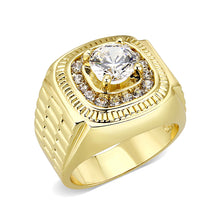 Load image into Gallery viewer, LO5M020-  Brass Ring with  CZ  in Clear Gold Plated