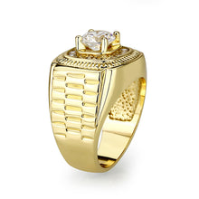 Load image into Gallery viewer, LO5M020-  Brass Ring with  CZ  in Clear Gold Plated