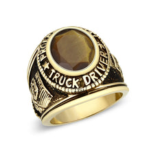 Load image into Gallery viewer, LO5M021 -Ion Gold Plated  Brass Ring with Tiger Eye Stone