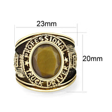 Load image into Gallery viewer, LO5M021 -Ion Gold Plated  Brass Ring with Tiger Eye Stone