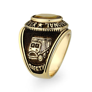 LO5M021 -Ion Gold Plated  Brass Ring with Tiger Eye Stone