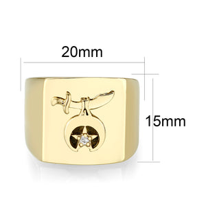 LO5M022 -Ion Gold Plated  Brass Ring with No  Stone
