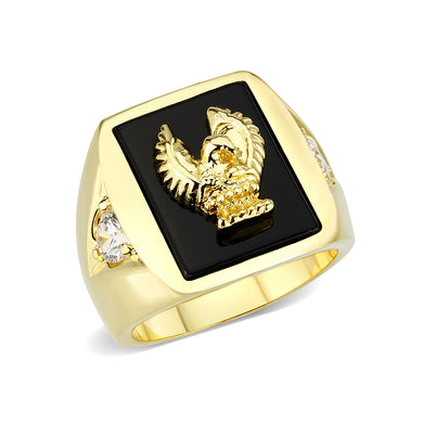 LO5M023 -Ion Gold Plated  Brass Ring with Black Epoxy