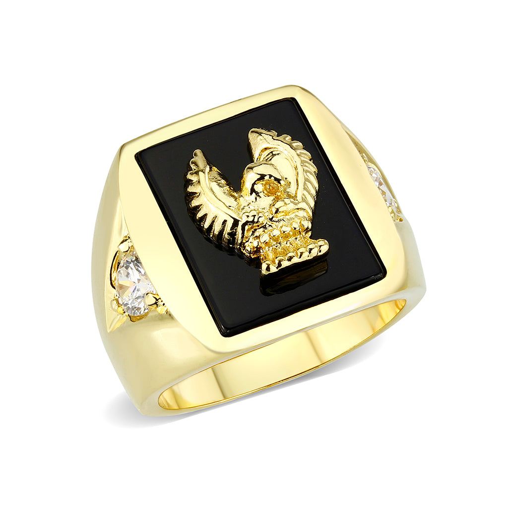 LO5M023 -Ion Gold Plated  Brass Ring with Black Epoxy