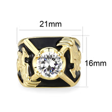 Load image into Gallery viewer, LO5M024 -Ion Gold Plated  Brass Ring with Clear CZ Stone