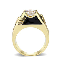 Load image into Gallery viewer, LO5M024 -Ion Gold Plated  Brass Ring with Clear CZ Stone