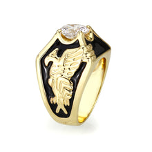 Load image into Gallery viewer, LO5M024 -Ion Gold Plated  Brass Ring with Clear CZ Stone