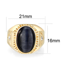 Load image into Gallery viewer, LO5M025-Ion Gold Plated  Brass Ring with Black Onyx