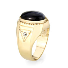 Load image into Gallery viewer, LO5M025-Ion Gold Plated  Brass Ring with Black Onyx