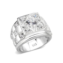 Load image into Gallery viewer, LO5M026-Rhodium Plated  Brass Ring with Clear CZ
