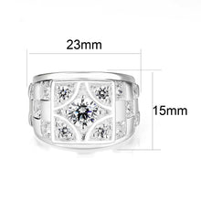 Load image into Gallery viewer, LO5M026-Rhodium Plated  Brass Ring with Clear CZ