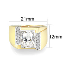 Load image into Gallery viewer, LO5M027-Ion Gold  Plated  Brass Ring with Clear CZ