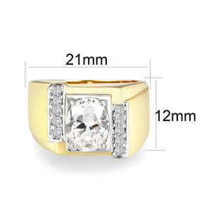 LO5M027-Ion Gold  Plated  Brass Ring with Clear CZ