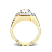 Load image into Gallery viewer, LO5M027-Ion Gold  Plated  Brass Ring with Clear CZ