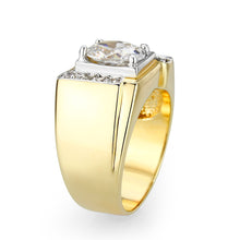 Load image into Gallery viewer, LO5M027-Ion Gold  Plated  Brass Ring with Clear CZ