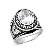 Load image into Gallery viewer, LO5M028-Rhodium  Plated  Brass Ring with Clear CZ