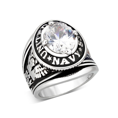 LO5M028-Rhodium  Plated  Brass Ring with Clear CZ