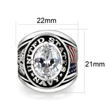 Load image into Gallery viewer, LO5M028-Rhodium  Plated  Brass Ring with Clear CZ