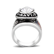 Load image into Gallery viewer, LO5M028-Rhodium  Plated  Brass Ring with Clear CZ