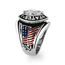 Load image into Gallery viewer, LO5M028-Rhodium  Plated  Brass Ring with Clear CZ
