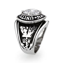Load image into Gallery viewer, LO5M028-Rhodium  Plated  Brass Ring with Clear CZ