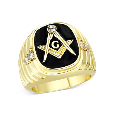 LO5M029-Ion Gold  Plated  Brass Ring with Black Epoxy