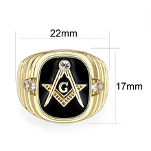 Load image into Gallery viewer, LO5M029-Ion Gold  Plated  Brass Ring with Black Epoxy