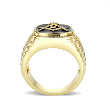 Load image into Gallery viewer, LO5M029-Ion Gold  Plated  Brass Ring with Black Epoxy