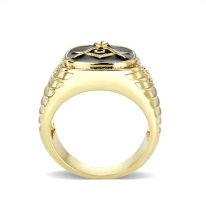 LO5M029-Ion Gold  Plated  Brass Ring with Black Epoxy