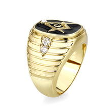 Load image into Gallery viewer, LO5M029-Ion Gold  Plated  Brass Ring with Black Epoxy