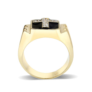 LO5M031-Ion Gold  Plated  Brass Ring with Clear CZ