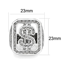 Load image into Gallery viewer, LO5M034-Rhodium Plated  Brass Ring with  Synthetic Glass Clear
