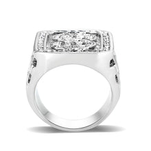Load image into Gallery viewer, LO5M034-Rhodium Plated  Brass Ring with  Synthetic Glass Clear