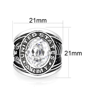 LO5M035-Rhodium Plated  Brass Ring with  CZ Clear