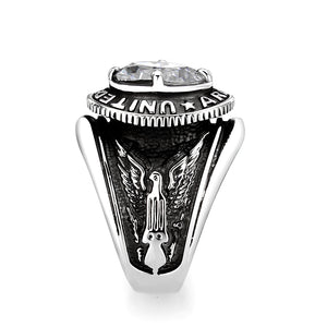 LO5M035-Rhodium Plated  Brass Ring with  CZ Clear