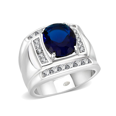 LO5M036-Rhodium Plated  Brass Ring with  Synthetic Glasses Montana