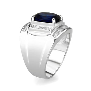 LO5M036-Rhodium Plated  Brass Ring with  Synthetic Glasses Montana