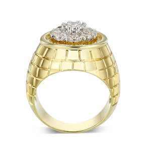 LO5M037-Ion Gold Plated  Brass Ring with  CZ Clear