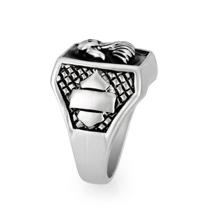 LO5M038-Rhodium Plated  Brass Ring with  No Stone