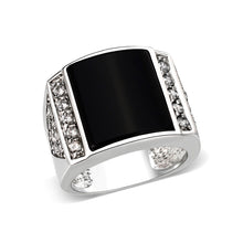 Load image into Gallery viewer, LO5M039-Rhodium Plated  Brass Ring with  Onyx