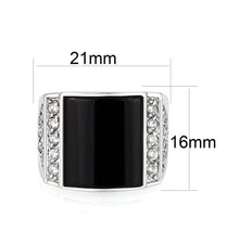 Load image into Gallery viewer, LO5M039-Rhodium Plated  Brass Ring with  Onyx