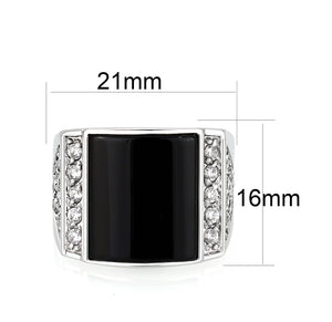 LO5M039-Rhodium Plated  Brass Ring with  Onyx