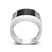 Load image into Gallery viewer, LO5M039-Rhodium Plated  Brass Ring with  Onyx