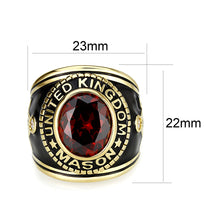 Load image into Gallery viewer, LO5M064 - IP Gold(Ion Plating) Brass Ring with Synthetic Glass In Siam Color