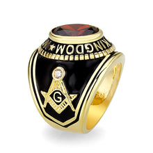 Load image into Gallery viewer, LO5M064 - IP Gold(Ion Plating) Brass Ring with Synthetic Glass In Siam Color