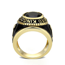 Load image into Gallery viewer, LO5M065 - IP Gold(Ion Plating) Brass Ring with Synthetic Glass With Jet Color